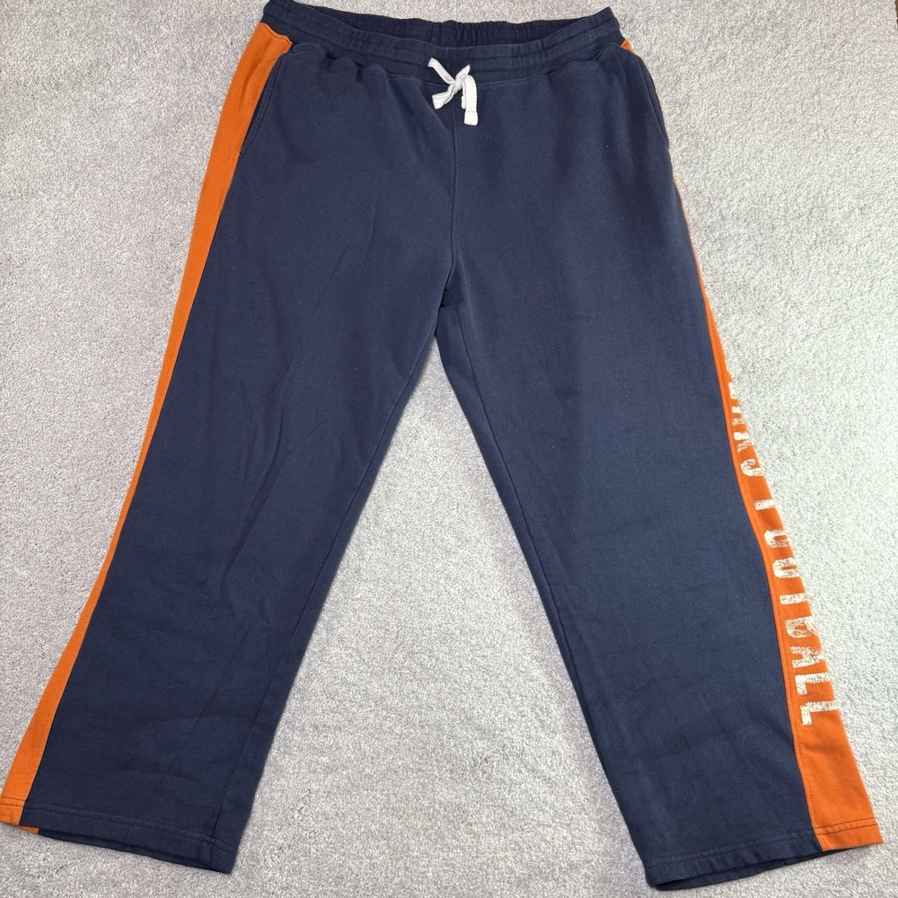NFL G-III Chicago Bears Mens XL Fleece Sweatpants Navy Blue Orange Stripe Pants